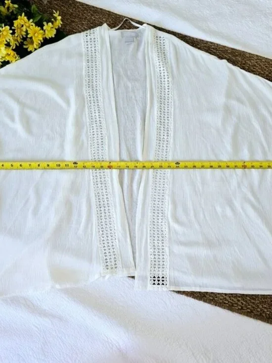 Nordstrom Women's White Kimono One Size Flowy Lace Fairy Bohemian Romantic Y2K - Picture 9 of 13